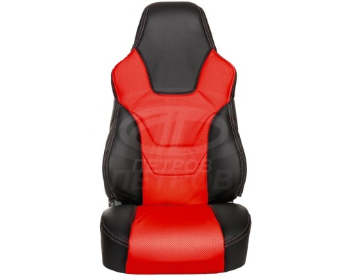 Универсальные чехлы из экокожи R.FRONT; Передние 2 ШТ. Черный-Красные; / Комплект на весь салон Фото