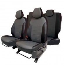 Чехлы на сиденья из экокожи "Орегон" для Mitsubishi Pajero Sport III (2016-2020) (Черно-Серые)