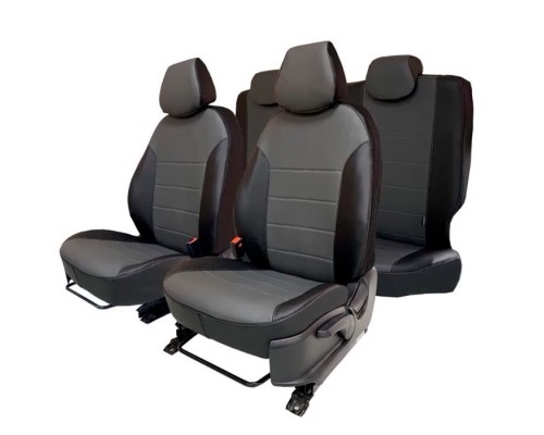 Чехлы на сиденья из экокожи Орегон для Опель Астра J (2010-2019) (Черно-Серые) Фото