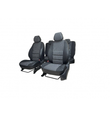 Чехлы на сиденья А-10 для Форд Транзит / Ford Transit (1+2) Передний ряд (2014-2023); ЧЕРНЫЙ; экокожа-ЖАККАРД