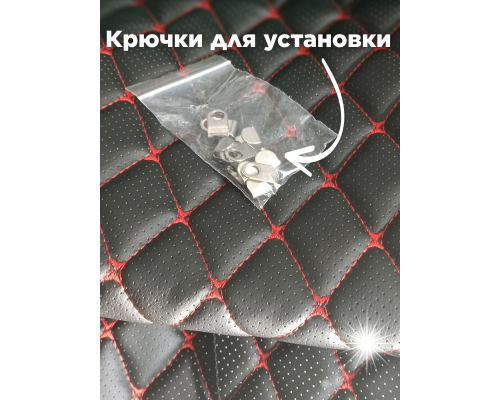 Чехлы на передние сиденья 2 шт; FRONT "РОМБ Бабочка"; ЧЕРНЫЙ; экокожа , Красная нить. Фото