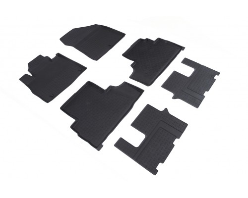 Резиновые коврики с высоким бортом для Hyundai Santa Fe IV (7 мест) 2018-2020 Фото