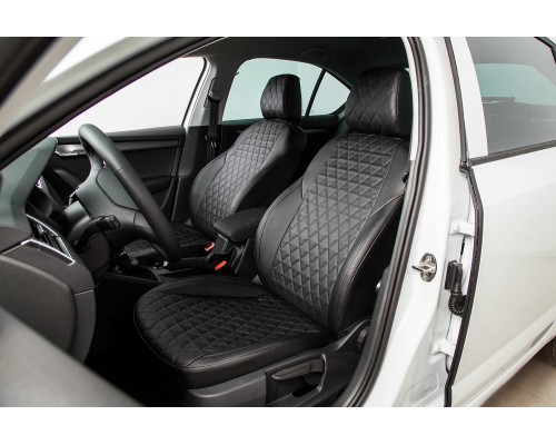 Чехлы на сиденья из экокожи Ромб для Skoda Octavia Tour A4 (2004-2010) 40/60 Артикул 90697 Фото