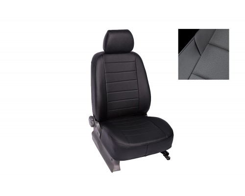Чехлы на сиденья из экокожи для Datsun On-Do (Сплошная зад. спинка) без Airbag 2014-н.в. Черные 86584 Фото