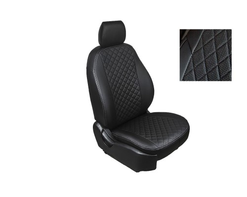Чехлы из экокожи Ромб для Lada Granta 40/60 sd (кроме Prestige) 2012-н.в. Черные Фото