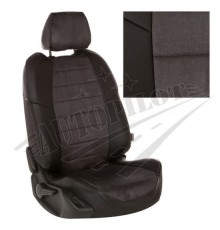 Чехлы на сиденья из алькантары (черные с темно-серым) для Volkswagen Touareg II c 10г.