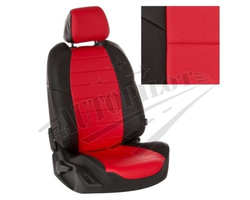 Чехлы на сиденья из экокожи (Черные с красным) для Mercedes Vito (W638) 8 мест с 96-03г. Фото