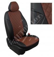 Чехлы на сиденья, рисунок ромб (Черные с темно-коричневым) для VW Polo с 20г. (без заднего подлокотника)