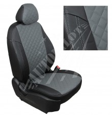 Чехлы на сиденья, рисунок ромб (Черно-Серые) для Volkswagen T-5 (9 мест) до рестайлинга с 03-09г.
