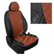 Чехлы на сиденья, рисунок ромб (Черные с коричневым) для VW Polo с 20г. (без заднего подлокотника)