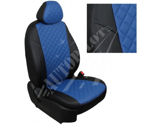 Чехлы на сиденья, рисунок ромб (Черные с синим) для Lexus RX III с 09-15г. Фото