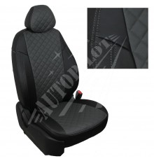Чехлы на сиденья, рисунок ромб (черные с темно-серым) для Skoda Fabia II Sport (RS) Hb c 10г.