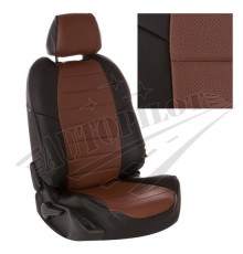 Чехлы на сиденья из экокожи (Черные с темно-коричневым) для Skoda Fabia II Sport (RS) Hb c 10г.