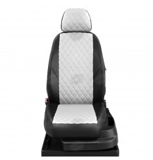 Чехлы на сиденья АвтоЛидер для Renault Logan (2014-2020) черно-белый Артикул RN22-0102-RN22-0504-RN22-EC03-R-wht