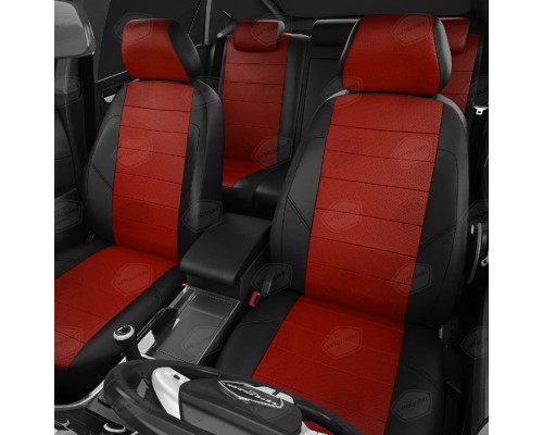 Чехлы на сиденья АвтоЛидер для Volvo S40 (2003-2007) черно-красный  Артикул VL33-0201-VL33-0401-EC06 Фото