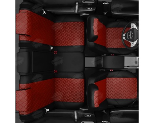 Чехлы на сиденья АвтоЛидер для Renault Logan (2014-2020) черно-красный Артикул RN22-0104-RN22-0506-RN22-EC06-R-red Фото