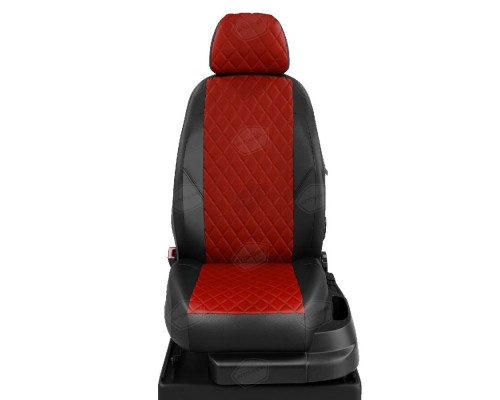 Чехлы на сиденья АвтоЛидер для Renault Logan (2014-2020) черно-красный Артикул RN22-0104-RN22-0506-RN22-EC06-R-red Фото