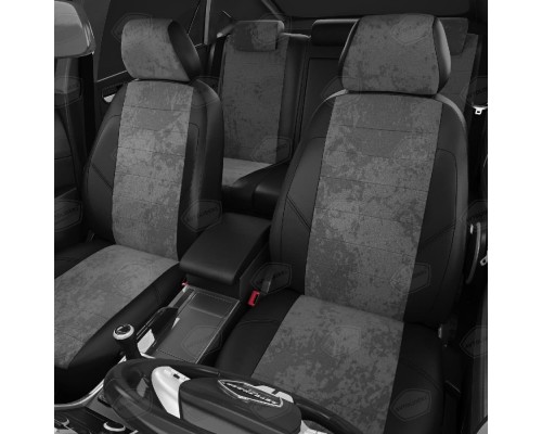 Чехлы на сиденья АвтоЛидер для Volkswagen Sharan (1995-2010) Черные темно-Серые алькантара Артикул FD13-0701-VW28-0801-EC13 Фото