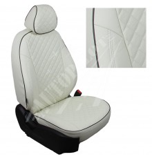 Чехлы на сиденья, рисунок ромб (белые) для VW Polo с 20г. (без заднего подлокотника)