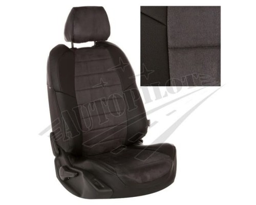 Чехлы на сиденья из алькантары (черные с темно-серым) для Nissan X-Trail T32 с 15г. Фото