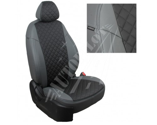 Чехлы на сиденья, рисунок ромб (Серые с черным) для Renault Sandero II (с подушками безопасности) с 14г. Фото