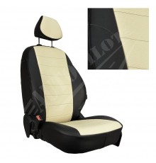 Чехлы на сиденья из экокожи (Черные с бежевым) для Chevrolet Spark III с 10-16г. и с 20г. (рестайл.)