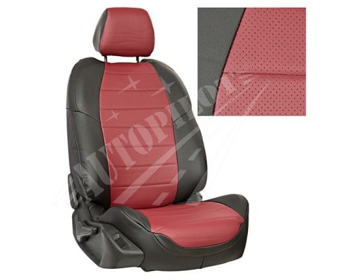 Чехлы на сиденья из экокожи (Черные-бордовый) для Kia Rio IV седан /хэтчб. (X-Line / X) (40/60) с 17г. Фото