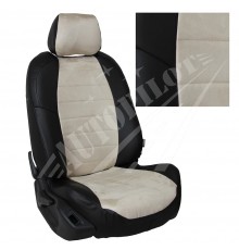 Чехлы на сиденья из алькантары (Черные с бежевым) для Honda CR-V IV с 12г.