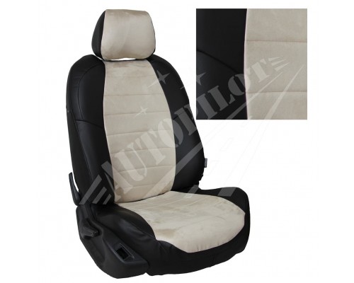 Чехлы на сиденья из алькантары (Черные с бежевым) для Hyundai Elantra VI (AD) с 15-20г. Фото