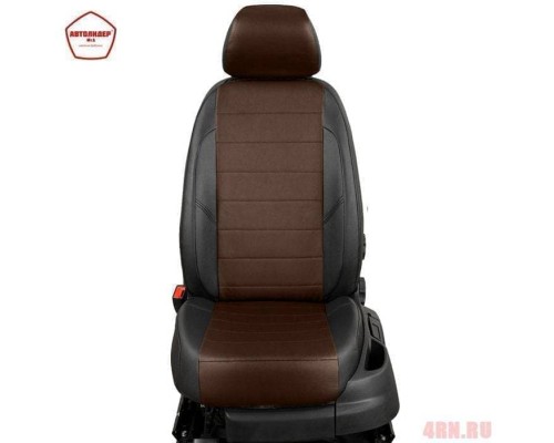 Чехлы АвтоЛидер экокожа для Toyota Hilux (2011-2015) Черные, шоколад  Артикул TA27-1301-EC11 Фото