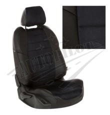 Чехлы на сиденья из алькантары (черные) для SEAT Ibiza IV Hb  (Сплошная зад. спинка) с 08-17г.