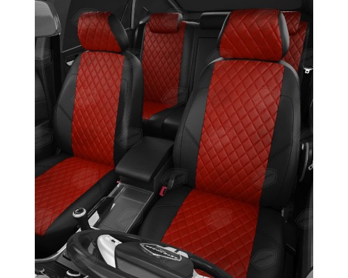 Чехлы на сиденья АвтоЛидер для Ford Ranger (2006-2012) черно-красный Артикул FD13-1100-MZ16-0701-EC06-R-red Фото