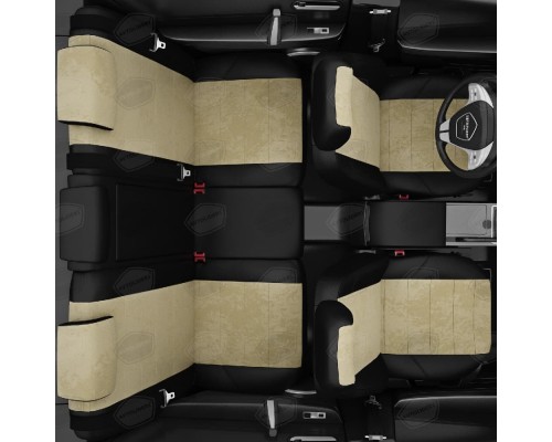 Чехлы на сиденья АвтоЛидер для SsangYong Stavic (2013-2019) черно-Бежевые Артикул AU01-0210-AU01-0302-EC40 Фото