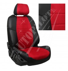 Чехлы на сиденья из алькантары (Черные с красным) для Hyundai Sonata (DN8) с 19г.