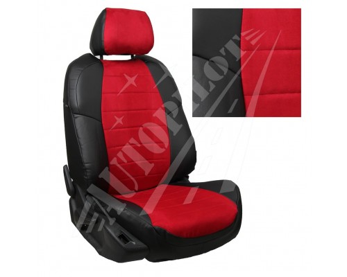 Чехлы на сиденья из алькантары (Черные с красным) для Toyota Land Cruiser Prado 150 (5 мест) с 09-17г. Фото