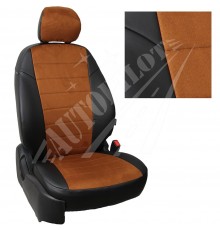 Чехлы на сиденья из алькантары (Черные с коричневым) для Toyota Land Cruiser Prado 150 (5 мест) с 09-17г.