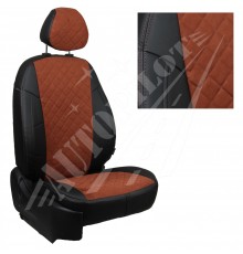 Чехлы на сиденья из алькантары ромб (Черные с коричневым) для Hyundai Sonata (DN8) с 19г.