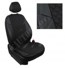 Чехлы на сиденья из алькантары ромб (черные) для Peugeot 3008 I (простая комплектация) с 09-16г.