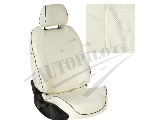 Чехлы на сиденья из экокожи (белые) для Toyota Fortuner II (5 мест) с 15г. Фото
