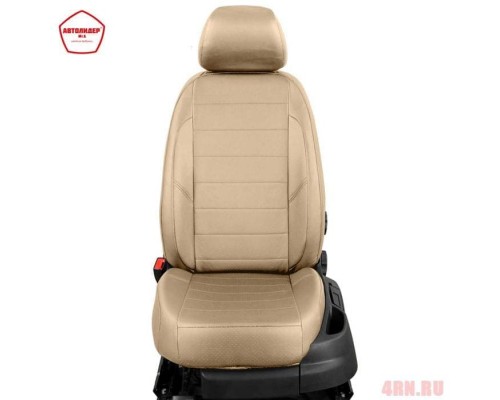Чехлы на сиденья АвтоЛидер для Skoda Octavia A7 (2013-2020) черно-Бежевые  Артикул SK23-0206-EC04 Фото