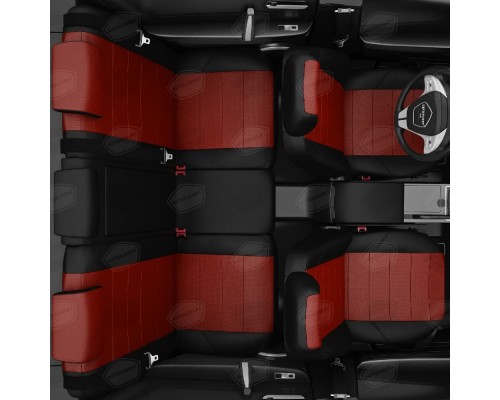 Чехлы на сиденья АвтоЛидер для Peugeot Partner Tepee (2007-2018) черно-красный Артикул PG21-0902-CI21-0902-EC06 Фото