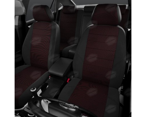 Чехлы на сиденья АвтоЛидер для Volvo S40 (2003-2007) Черные креп, красная точка жаккард Артикул VL33-0201-VL33-0401-JK6 Фото