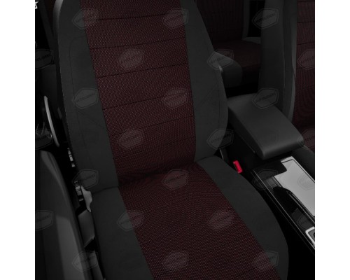 Чехлы на сиденья АвтоЛидер для Volvo S40 (2003-2007) Черные креп, красная точка жаккард Артикул VL33-0201-VL33-0401-JK6 Фото