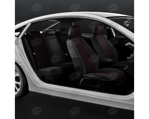Чехлы на сиденья АвтоЛидер для Volvo S40 (2003-2007) Черные креп, красная точка жаккард Артикул VL33-0201-VL33-0401-JK6 Фото