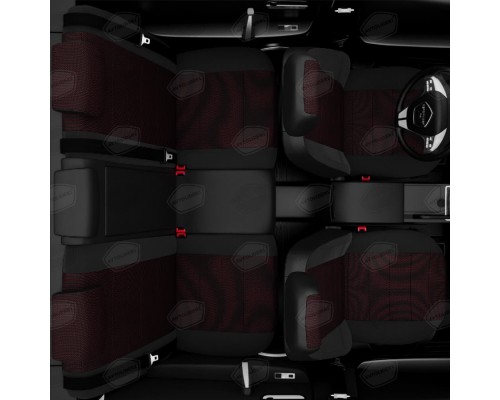 Чехлы на сиденья АвтоЛидер для Volvo S40 (2003-2007) Черные креп, красная точка жаккард Артикул VL33-0201-VL33-0401-JK6 Фото