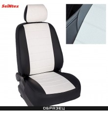 Чехлы на сиденья из экокожи для Hyundai Solaris седан (2017-2023) белые 40/60 Артикул 88472