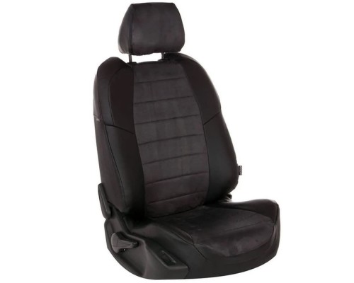 Чехлы на сиденья Автопилот для Suzuki SX4 (2006-2013) Алькантара темно-Серые, Черные экокожа Артикул sz-skh4-kh07-chets-a Фото