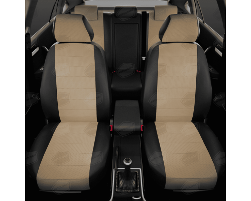 Универсальные чехлы из Экокожи Avtolider, Бежевый / Чёрный, Артикул: UEK31-0106. Фото