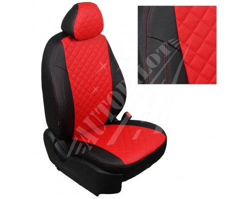 Чехлы на сиденья, рисунок ромб (Черные с красным) для  Hyundai Tucson I c 04-10г. Фото