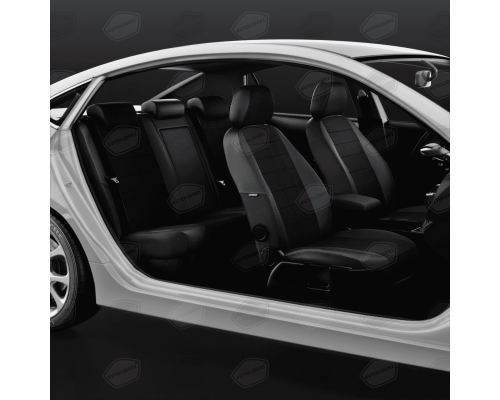 Универсальные чехлы AVTOLIDER1, Красный Жаккард / Чёрная Экокожа, Артикул: UKK31-0105 Фото